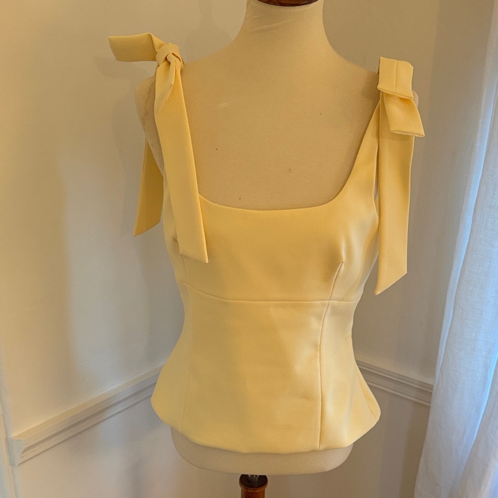 Zara Butter Yellow Sleeveless Top with Bow Straps